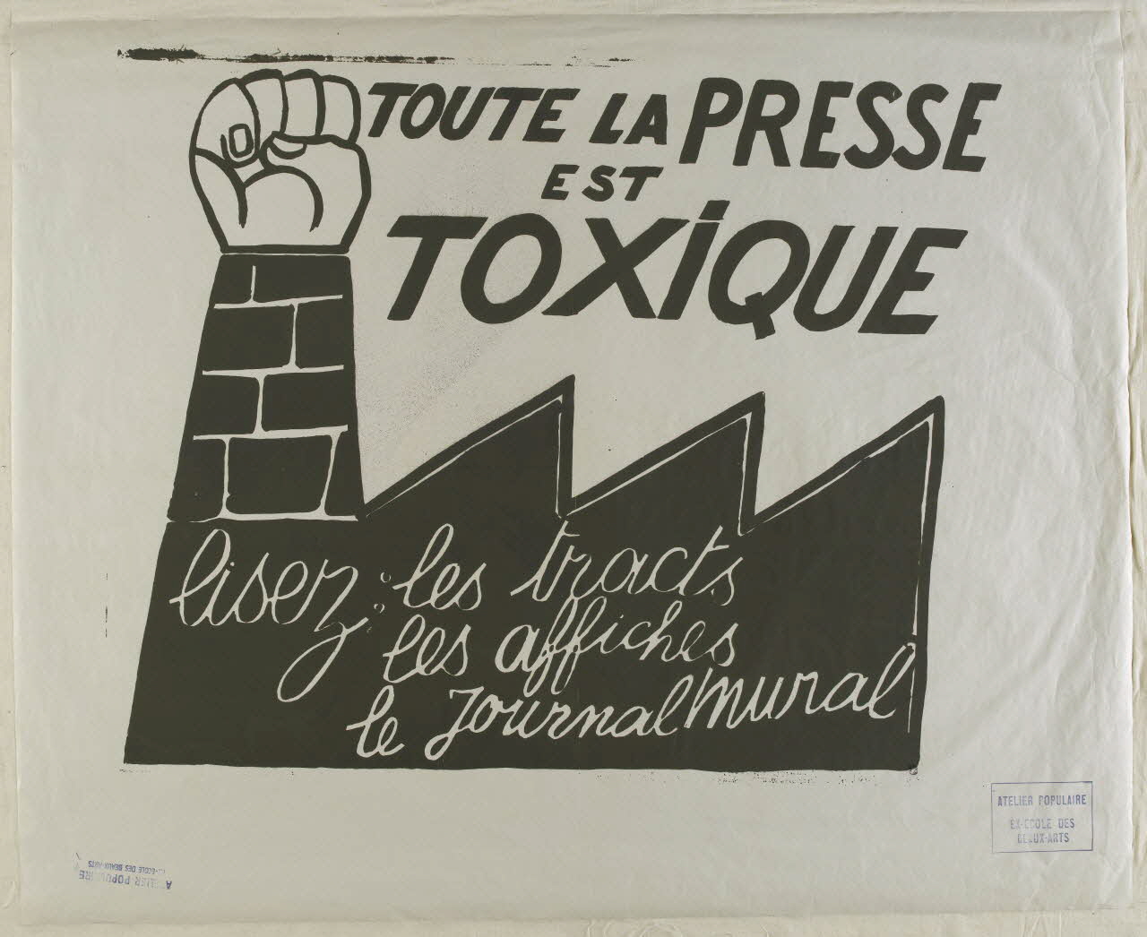 Affiche de Mai 68 avec le symbole de l’usine en lutte, Mucem