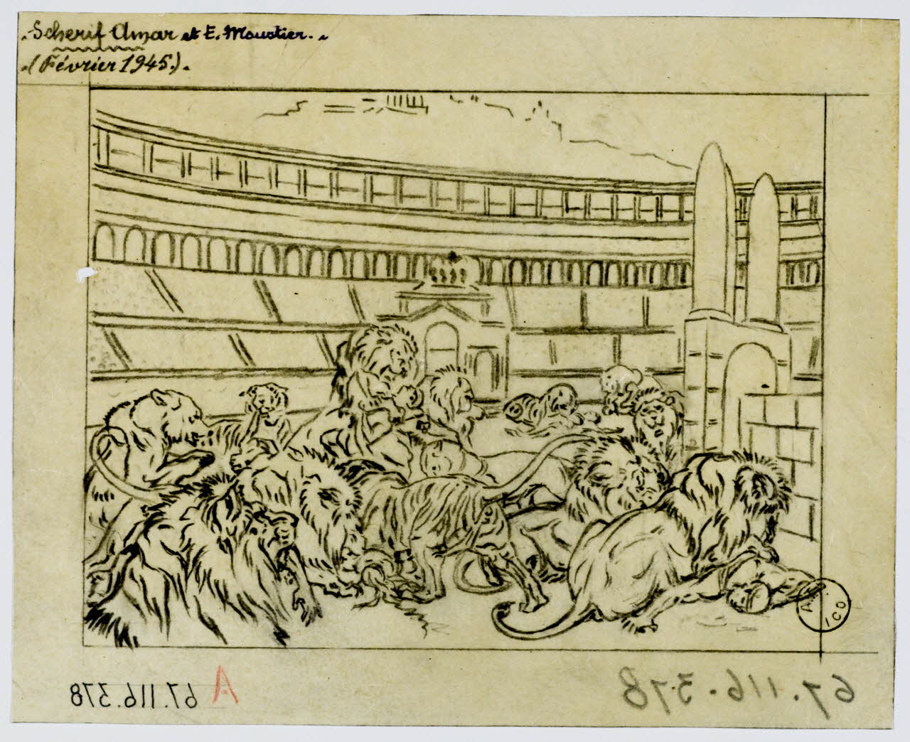 Martyre de chrétiens dans un cirque romain où l’on trouve quelque parallèle avec l’œuvre de Gérôme, 1945, Gustave Soury, Mucem