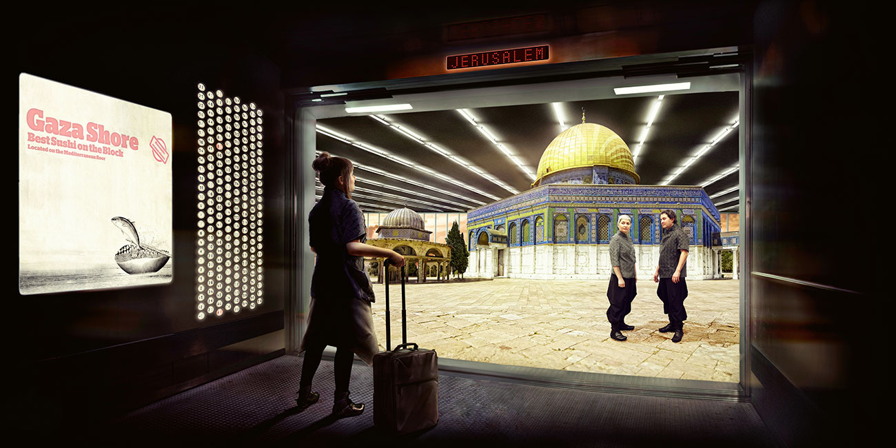 Nation Estate – Jerusalem Floor, duratranslightbox, 120x240cm, Larissa Sansour, 2012 © Larissa Sansour
