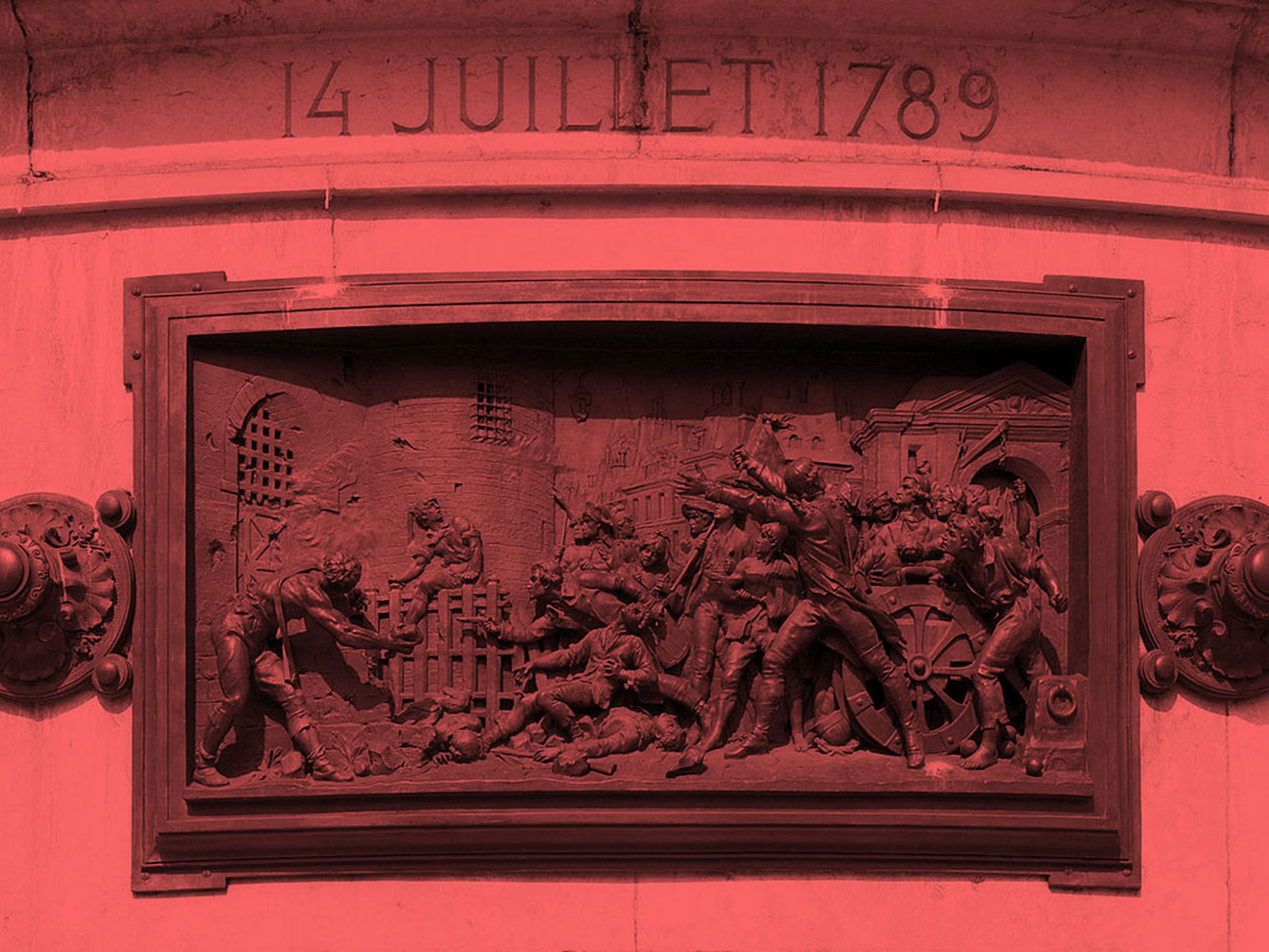 La Prise de la Bastille, 14 juillet 1789. Haut-relief en bronze, "Monument à la République", Place de la République, Paris.