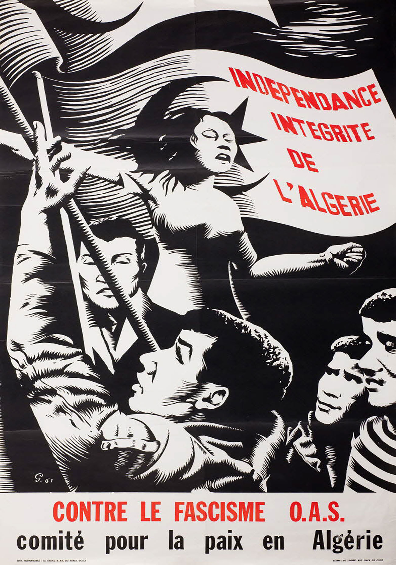 Affiche (contre le fascisme OAS), 1961, papier, mhfa2012.46.13 - Dépôt de Montpellier Méditerranée Métropole au Mucem / © Frédéric Jaulmes