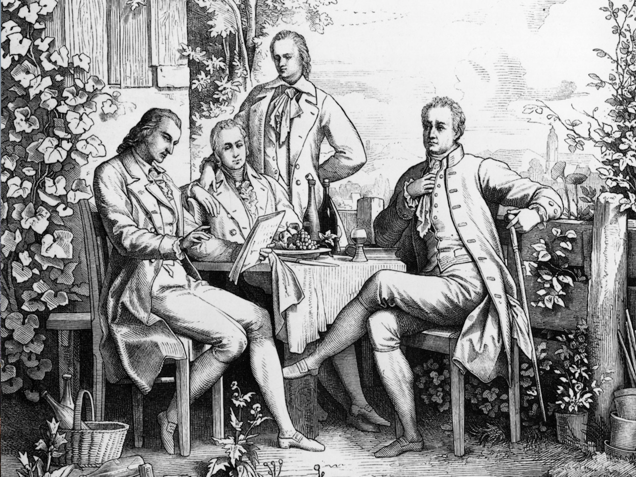 Rencontre à Iéna, en 1796, de Goethe, de Schiller et des frères Humboldt © DR