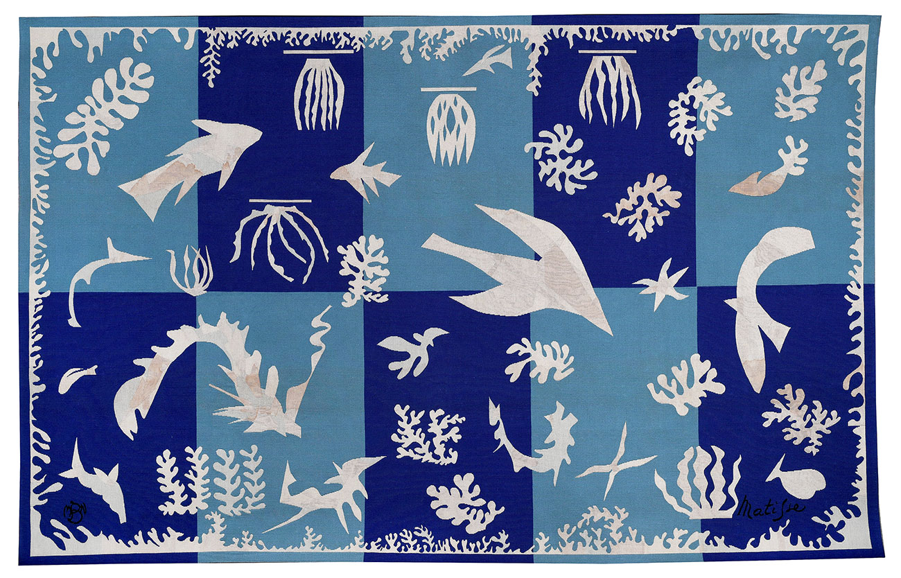 Henri Matisse, Polynésie, la mer, 1959. Woolen tapestry, 196 × 314 cm. Mobilier national, Paris © Succession Henri Matisse; image © Mobilier national, Paris / I. Bideau