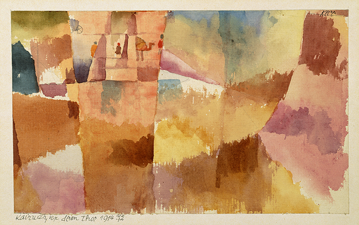 Paul Klee, Kairouan, devant la porte, 1914. Aquarelle et crayon sur carton, 13,5 × 22 cm. Moderna Museet, Stockholm © Moderna Museet / Stockholm