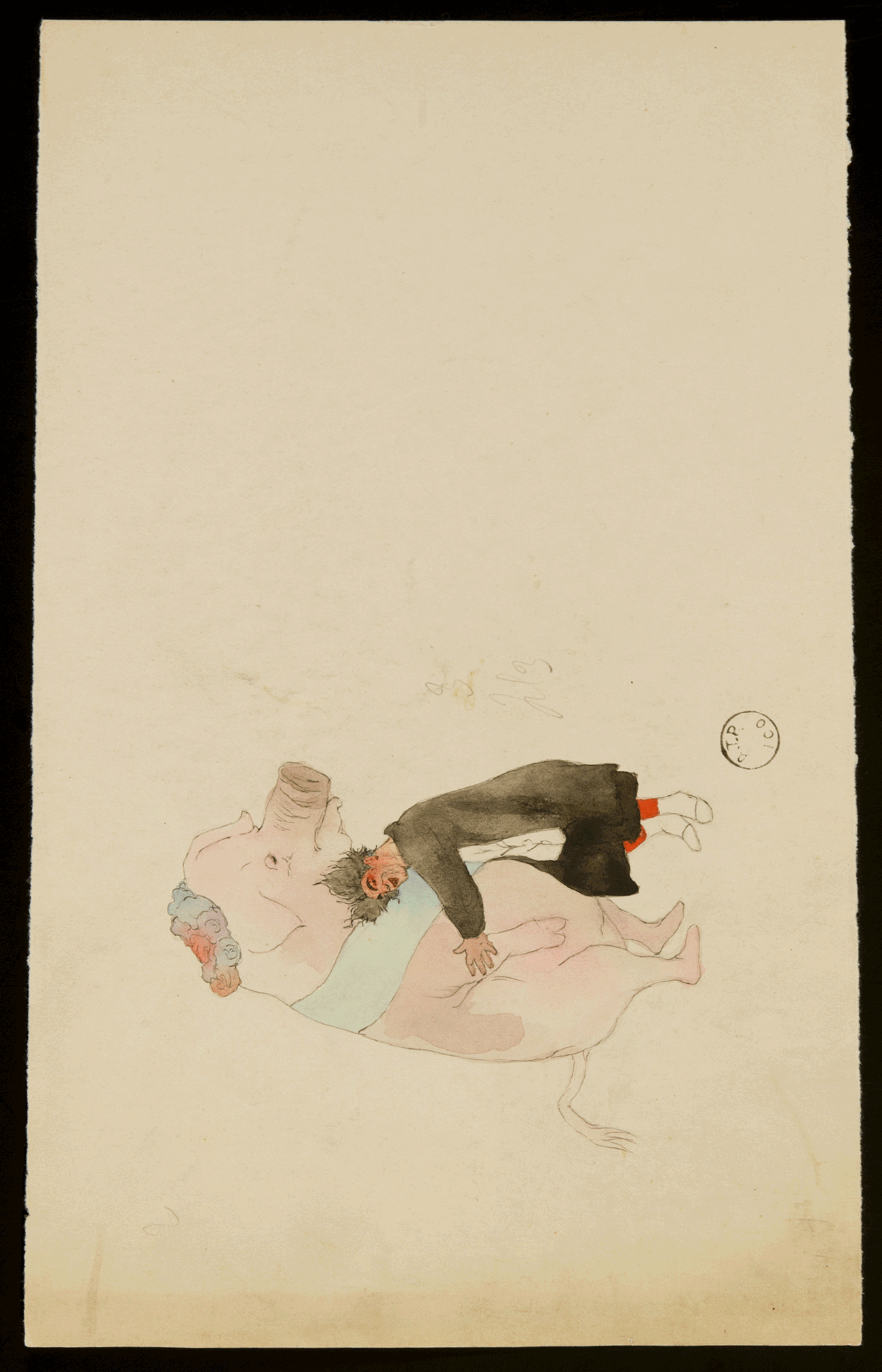 Marthe et Juliette Vesque Numéros de Cirque : les Savoirs et Frank Pichel, décembre 1923 Mine de plomb, encre brune, aquarelle sur papier, 30 x 20,3 cm © Mucem