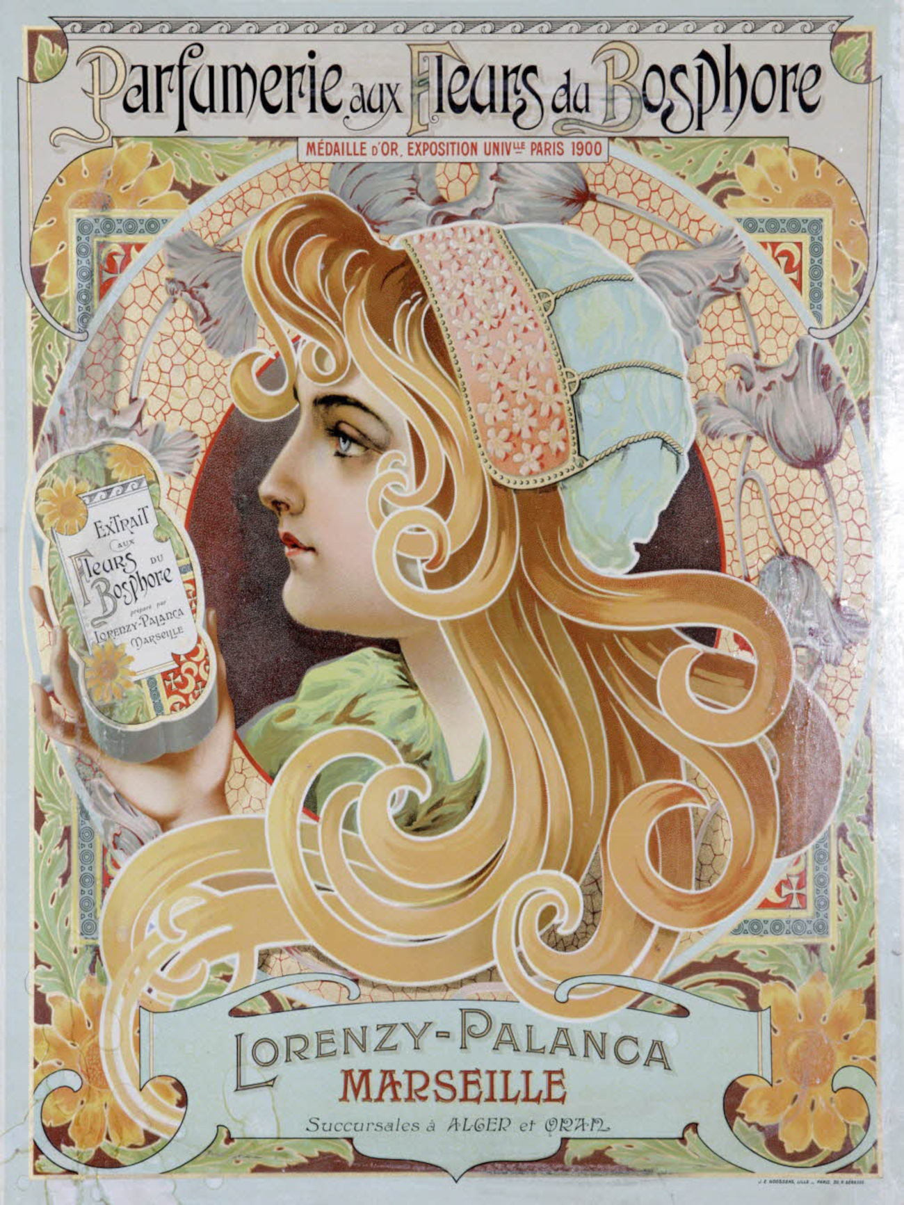 Affiche Parfumerie aux fleurs du Bosphore. Vers 1910. Collections de la Chambre de Commerce et d’Industrie Métropolitaine Aix-Marseille-Provence