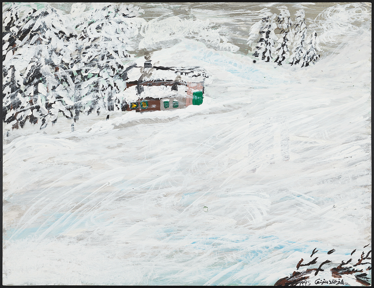 Paysage d’hiver en Styrie, Ceija Stojka , 1995, Peinture acrylique et papier cartonné Vienne, Autriche © © Mucem / Marianne Kuhn