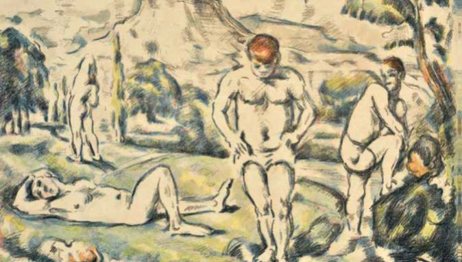 Paul Cézanne, Les Baigneuses, 1896-1898. Lithographie en couleurs © La National Gallery-Alexandros Musée de Soutsos