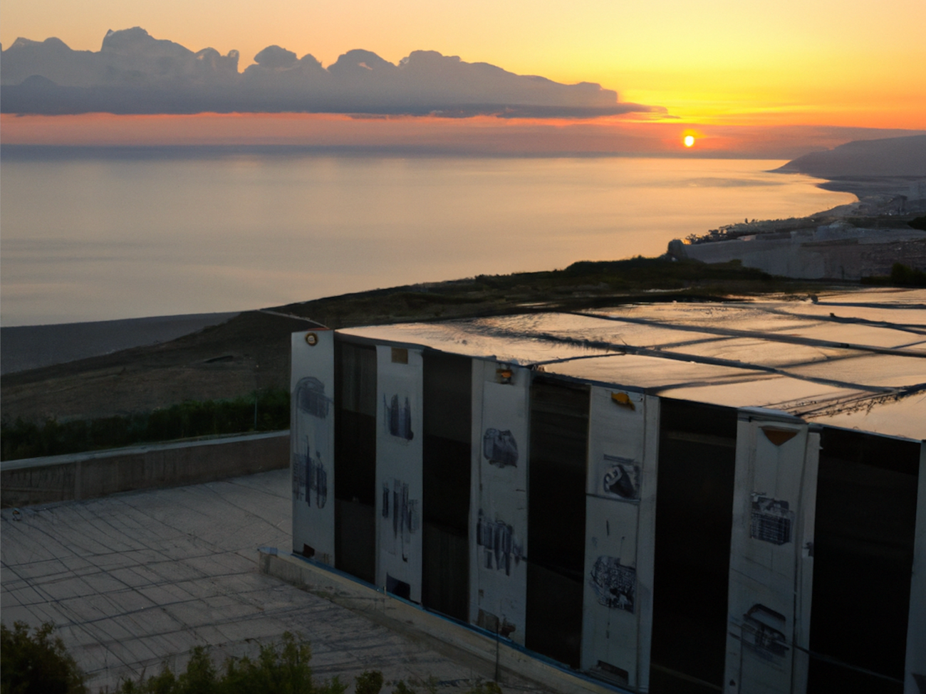 “An Internet Web Archive with its data center over the mediterranean sea at sun rise” Licence CC0 générée avec DALL-E2 le 3 février 2023