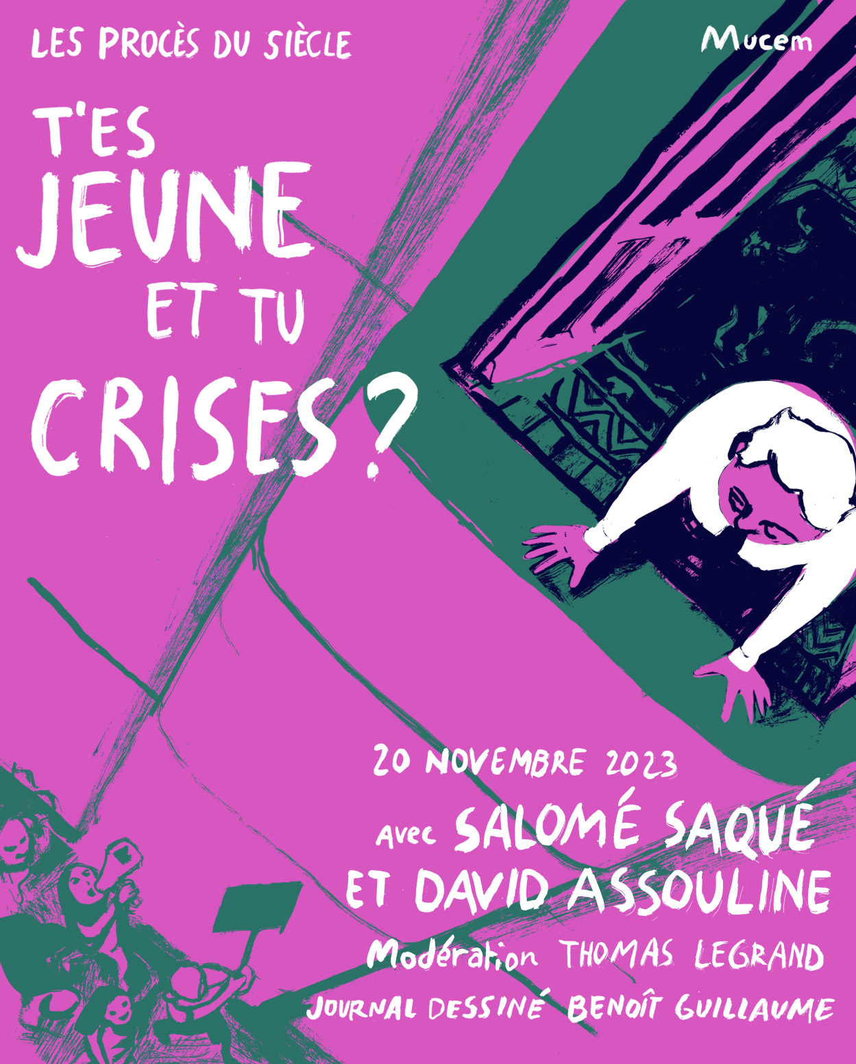 Journal dessiné "Le Procès du siècle" du 20 novembre 2023, par Benoit Guillaume