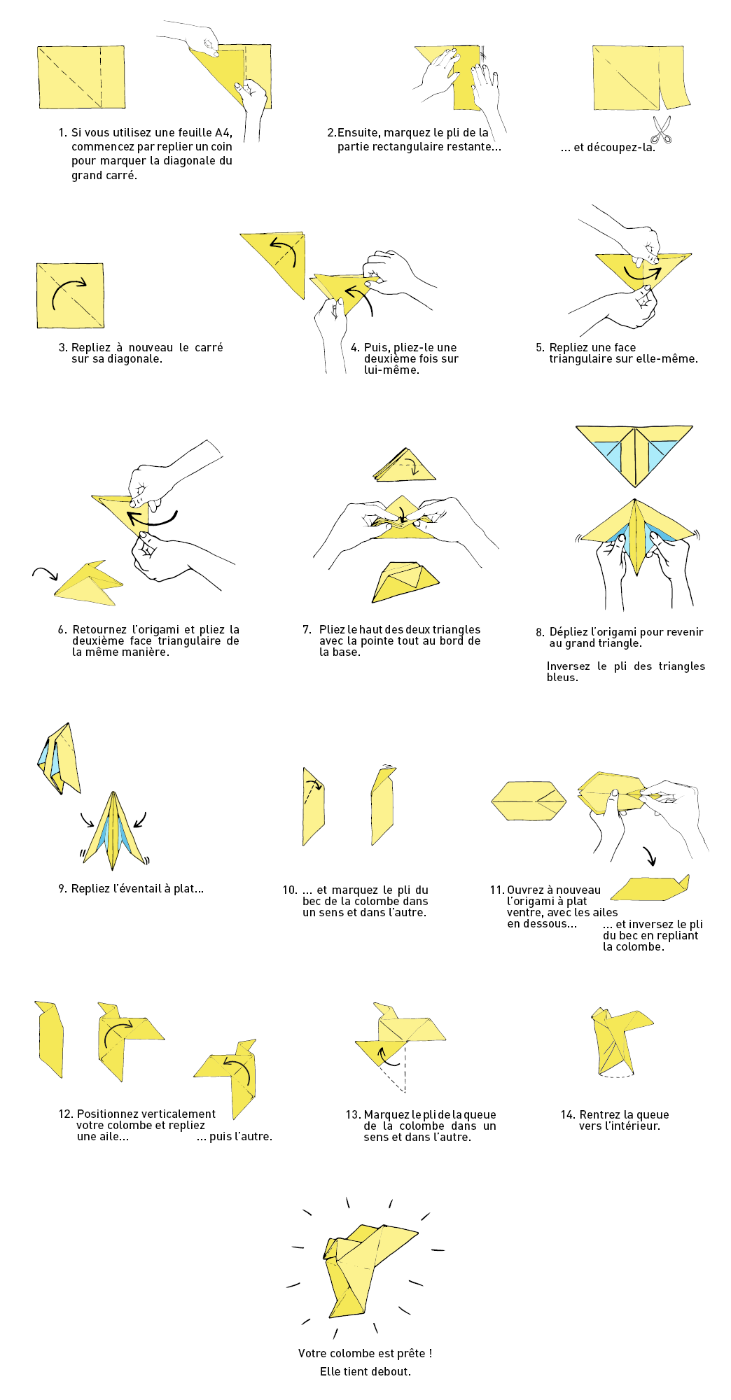 les étapes pour fabriquer son origami 
