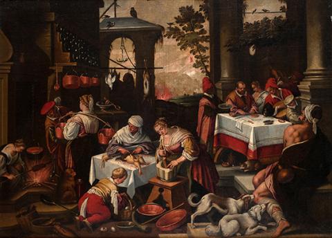 Bassano del Grappa, copie d’après Jacopo Bassano, Lazare et le mauvais riche, XVIIe siècle. Huile sur toile, 98 x 135,8 cm. Musée de Tessé, Le Mans © musée du Mans